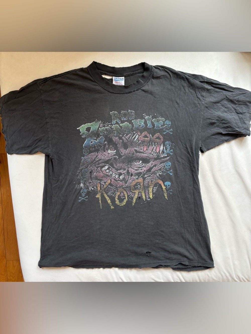 VINTAGE Black Korn Graphic Band Tee with Multicolor Print